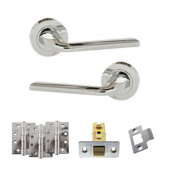 Eco Surf Door Handle Pack (Latch Set - 2.5" CE Latch, 4" Fire Rated Hinges x3) by Atlantic Hardware