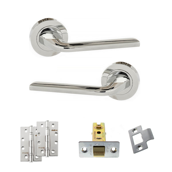 Eco Surf Door Handle Pack (Latch Set - 2.5" CE Latch, 4" Slim Knuckle Hinges x2) by Atlantic Hardware