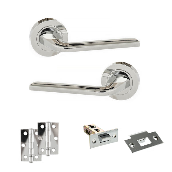 Eco Surf Door Handle Pack (Latch Set - 2.5" Latch, 3" Hinges x2) by Atlantic Hardware