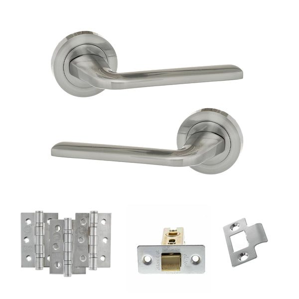 Eco Surf Door Handle Pack (Latch Set - 3" CE Latch, 3" Fire Rated Hinges x3) by Atlantic Hardware