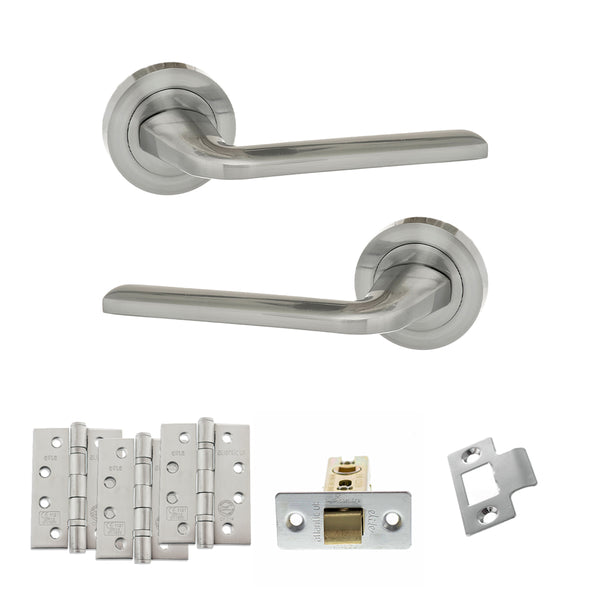 Eco Surf Door Handle Pack (Latch Set - 2.5" CE Latch, 4" Fire Rated Hinges x3) by Atlantic Hardware