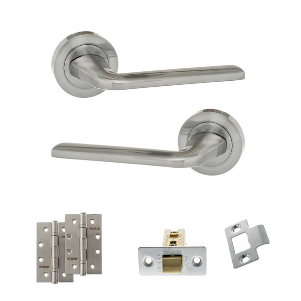 Eco Surf Door Handle Pack (Latch Set - 3" CE Latch, 4" Slim Knuckle Hinges x2) by Atlantic Hardware