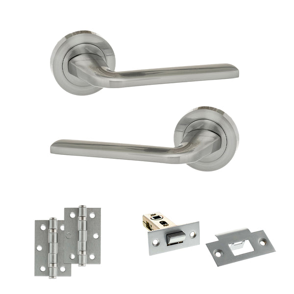 Eco Surf Door Handle Pack (Latch Set - 2.5" Latch, 3" Hinges x2) by Atlantic Hardware