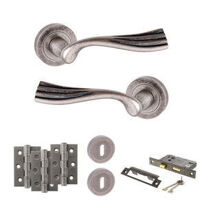 Old English Richmond Door Handle Pack (3 Lever Lock Set - 3