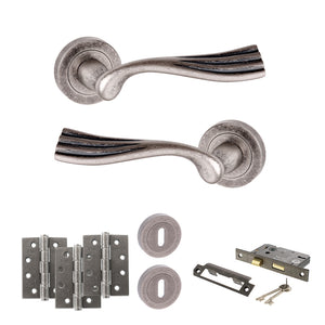 Old English Richmond Door Handle Pack (3 Lever Lock Set - 3