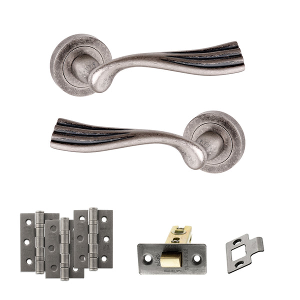 Old English Richmond Door Handle Pack (Latch Set - 3" CE Latch, 3" Fire Rated Hinges x3) by Atlantic Hardware