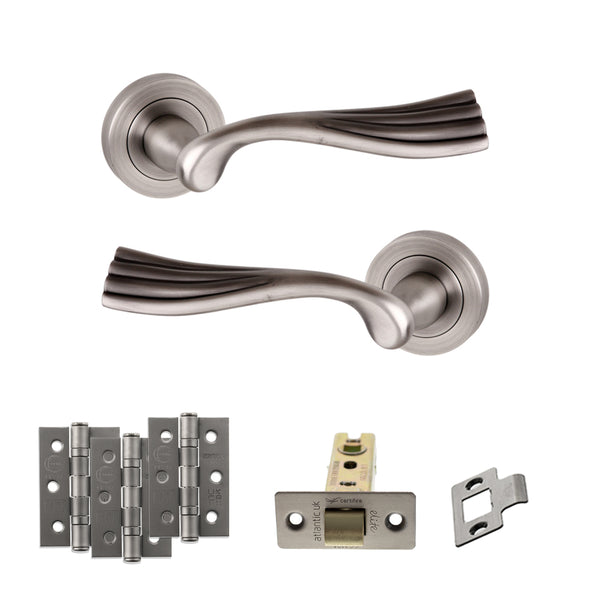 Old English Richmond Door Handle Pack (Latch Set - 3" CE Latch, 3" Fire Rated Hinges x3) by Atlantic Hardware