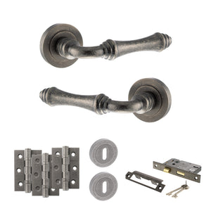 Old English Durham Door Handle Pack (3 Lever Lock Set - 3