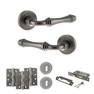 Old English Durham Door Handle Pack (3 Lever Lock Set - 3