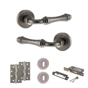 Old English Durham Door Handle Pack (3 Lever Lock Set - 3