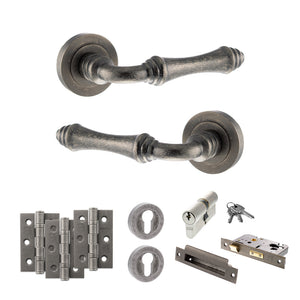 Old English Durham Door Handle Pack (Euro Lock Set - 3