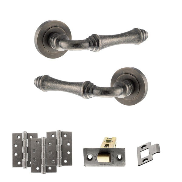 Old English Durham Door Handle Pack (Latch Set - 2.5" CE Latch, 4" Fire Rated Hinges x3) by Atlantic Hardware