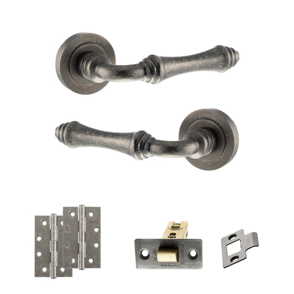 Old English Durham Door Handle Pack (Latch Set - 2.5" CE Latch, 4" Slim Knuckle Hinges x2) by Atlantic Hardware