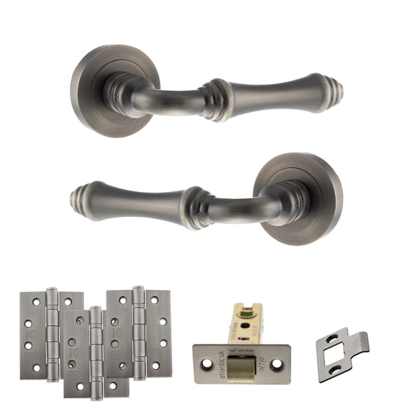 Old English Durham Door Handle Pack (Latch Set - 2.5" CE Latch, 4" Fire Rated Hinges x3) by Atlantic Hardware