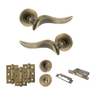 Old English Oxford Door Handle Pack (Bathroom Set - 3