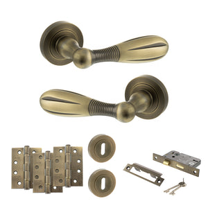 Old English Cambridge Door Handle Pack (3 Lever Lock Set - 2.5