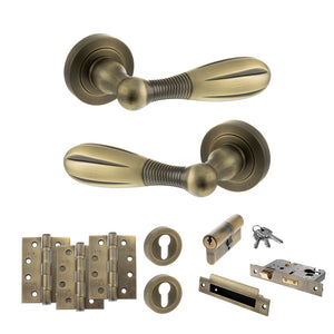 Old English Cambridge Door Handle Pack (Euro Lock Set - 3