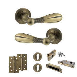 Old English Cambridge Door Handle Pack (Euro Lock Set - 3