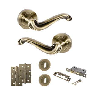 Old English Colchester Door Handle Pack (3 Lever Lock Set - 2.5