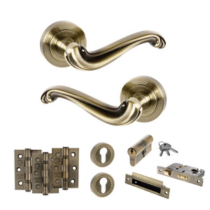 Old English Colchester Door Handle Pack (Euro Lock Set - 2.5
