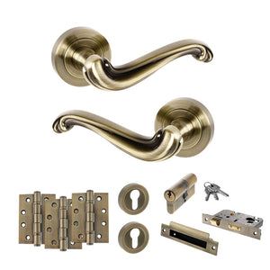 Old English Colchester Door Handle Pack (Euro Lock Set - 3