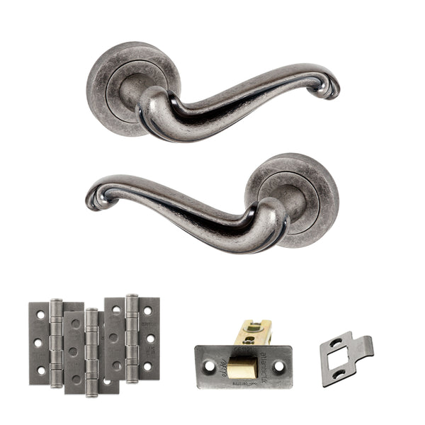 Old English Colchester Door Handle Pack (Latch Set - 2.5" CE Latch, 3" Fire Rated Hinges x3) by Atlantic Hardware