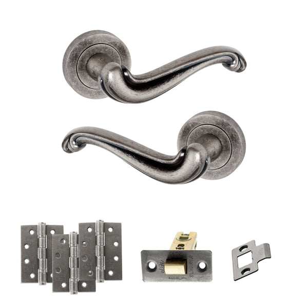 Old English Colchester Door Handle Pack (Latch Set - 2.5" CE Latch, 4" Fire Rated Hinges x3) by Atlantic Hardware