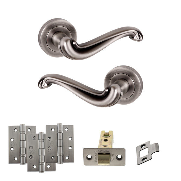Old English Colchester Door Handle Pack (Latch Set - 2.5" CE Latch, 4" Fire Rated Hinges x3) by Atlantic Hardware