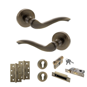 Old English Warwick Door Handle Pack (Euro Lock Set - 2.5