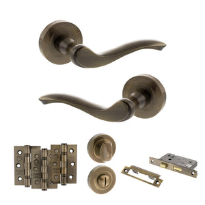 Old English Warwick Door Handle Pack (Bathroom Set - 3
