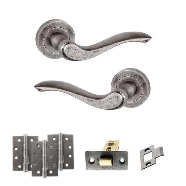 Old English Warwick Door Handle Pack (Latch Set - 2.5" CE Latch, 4" Fire Rated Hinges x3) by Atlantic Hardware