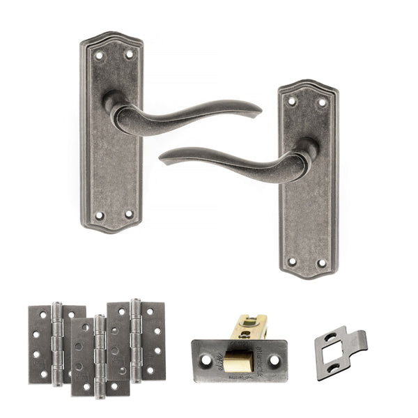 Old English Warwick Door Handle Pack (Latch Set - 2.5" CE Latch, 4" Fire Rated Hinges x3) by Atlantic Hardware