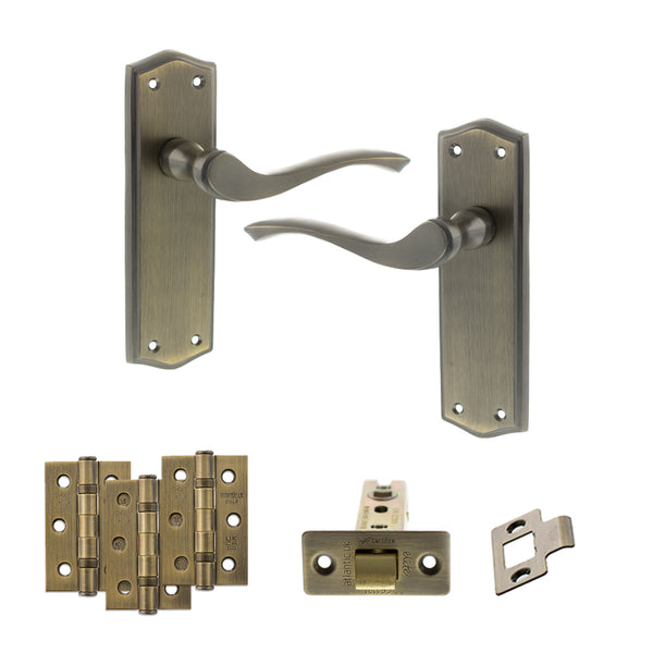 Old English Warwick Door Handle Pack (Latch Set - 2.5" CE Latch, 3" Fire Rated Hinges x3) by Atlantic Hardware