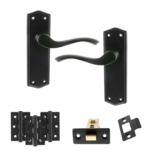 Old English Warwick Door Handle Pack (Latch Set - 2.5" CE Latch, 3" Fire Rated Hinges x3) by Atlantic Hardware