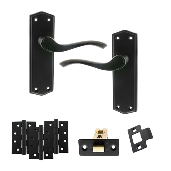 Old English Warwick Door Handle Pack (Latch Set - 2.5" CE Latch, 4" Fire Rated Hinges x3) by Atlantic Hardware