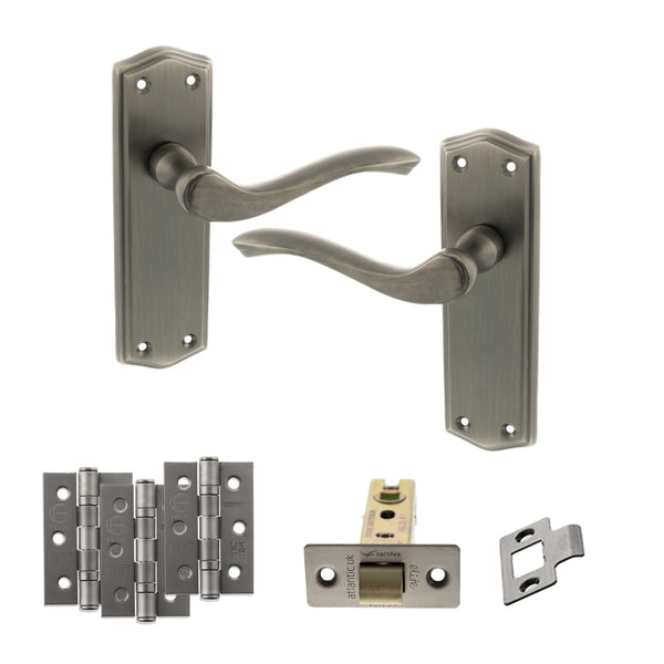 Old English Warwick Door Handle Pack (Latch Set - 2.5" CE Latch, 3" Fire Rated Hinges x3) by Atlantic Hardware