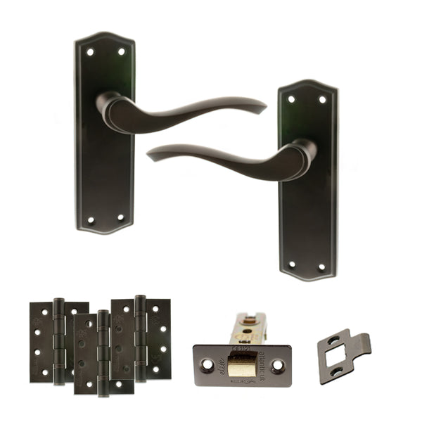 Old English Warwick Door Handle Pack (Latch Set - 2.5" CE Latch, 4" Fire Rated Hinges x3) by Atlantic Hardware