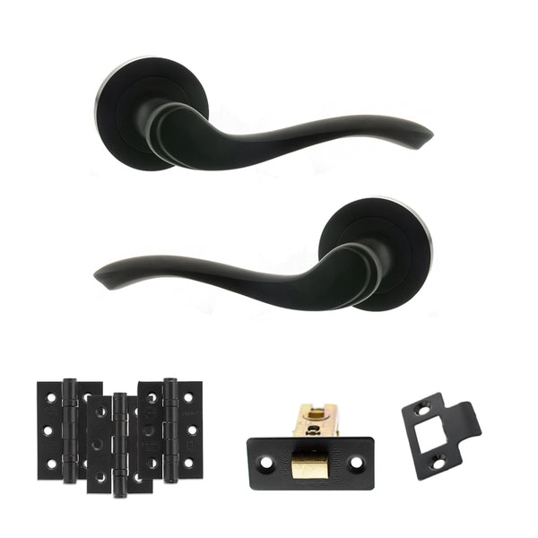 Old English Warwick Door Handle Pack (Latch Set - 3" CE Latch, 3" Fire Rated Hinges x3) by Atlantic Hardware