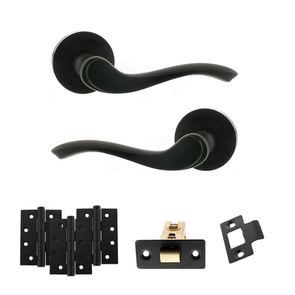 Old English Warwick Door Handle Pack (Latch Set - 3" CE Latch, 4" Fire Rated Hinges x3) by Atlantic Hardware