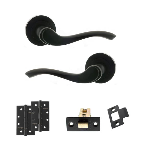 Old English Warwick Door Handle Pack (Latch Set - 3" CE Latch, 4" Slim Knuckle Hinges x2) by Atlantic Hardware