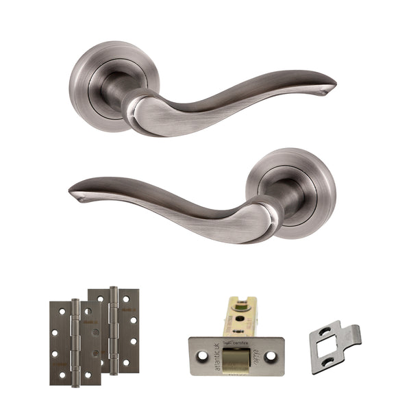 Old English Warwick Door Handle Pack (Latch Set - 2.5" CE Latch, 4" Slim Knuckle Hinges x2) by Atlantic Hardware