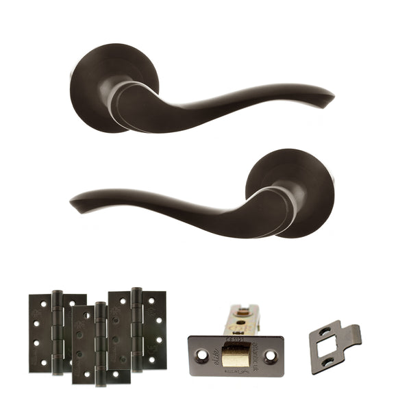 Old English Warwick Door Handle Pack (Latch Set - 2.5" CE Latch, 4" Fire Rated Hinges x3) by Atlantic Hardware