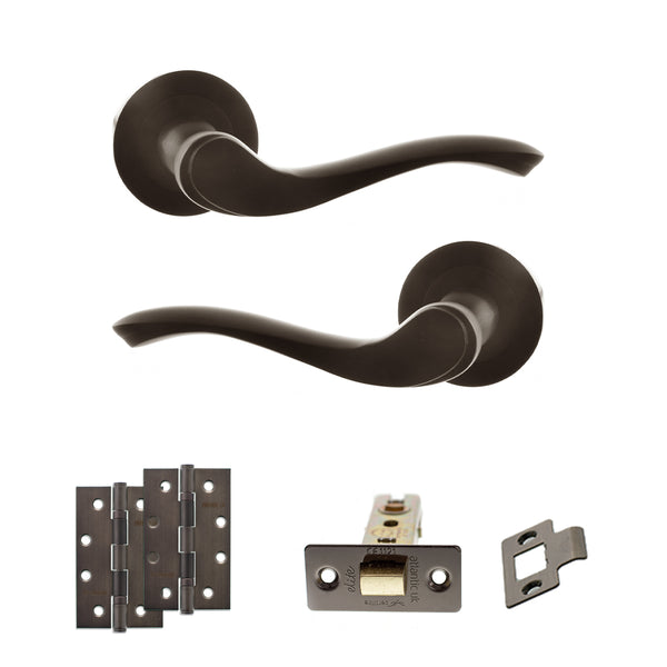 Old English Warwick Door Handle Pack (Latch Set - 2.5" CE Latch, 4" Slim Knuckle Hinges x2) by Atlantic Hardware