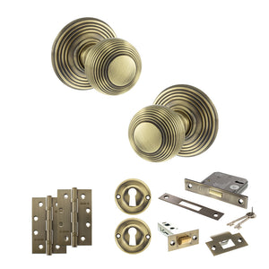 Old English Ripon Door Knob Pack (Lock Set - 3