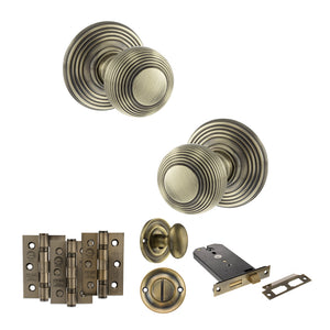 Old English Ripon Door Knob Pack (Lock Set - Horizontal Bathlock, 3