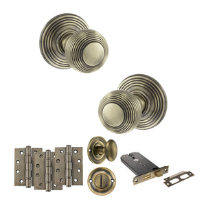 Old English Ripon Door Knob Pack (Lock Set - Horizontal Bathlock, 4