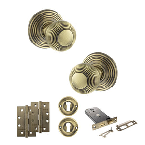 Old English Ripon Door Knob Pack (Lock Set - Horizontal Sashlock, 4