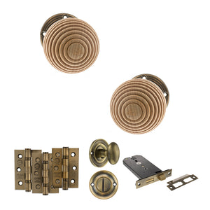 Old English Bridlington Door Knob Pack (Lock Set - Horizontal Bathlock, 3