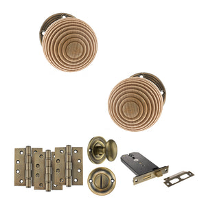 Old English Bridlington Door Knob Pack (Lock Set - Horizontal Bathlock, 4