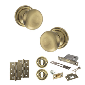 Old English Harrogate Door Knob Pack (Lock Set - 3